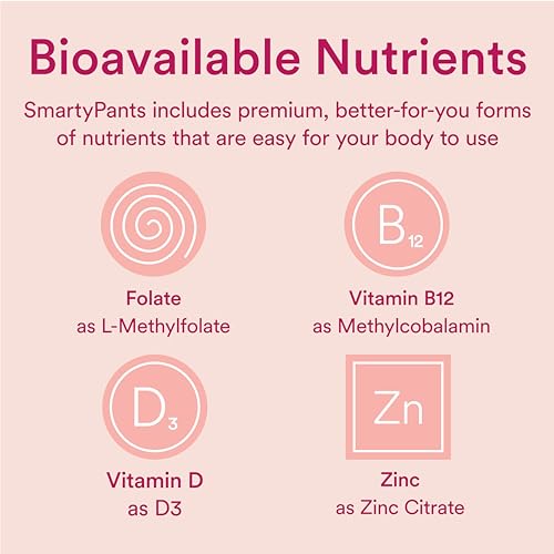 SmartyPants Women's Multivitamin Gummies, Sugar Free: Biotin, Methylfolate, Omega 3 (ALA), Vitamin D3, C, Vitamin B12, B6, A, K & Zinc, Inositol, Gluten Free, 60 Count (20 Day Supply) - image 8