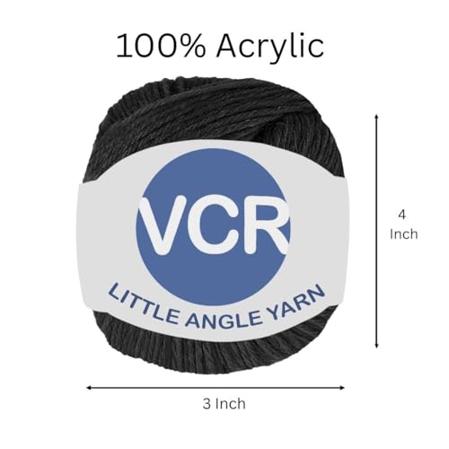 Image of VCR 4 Ply Black Little Angle Yarn, 25 Grams, 92 Meters Length, 100% Acrylic Soft Baby Knitting Yarn for Crochet, Newborn Sweaters, Soft Baby Socks, Mittens and Leggings, Pack of 1