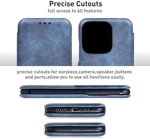 Image of WHITBULL Soft Leather Wallet flip case Kick Stand with Magnetic Closure Lightweight Slim flip Cover Compatible with Compatible with iPhone 16 Pro Max - Blue