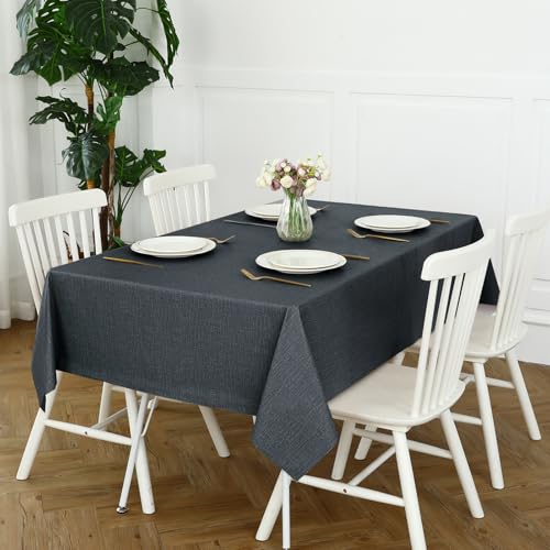 Image of Romanstile 100% Waterproof PVC Tablecloth, Square Oil Spill Proof Stain Resistant Vinyl Table Cloth, Wipe Clean Plastic Table Covers for Kitchen /Dining /Parties - 54 x 54 Inch, Charcoal
