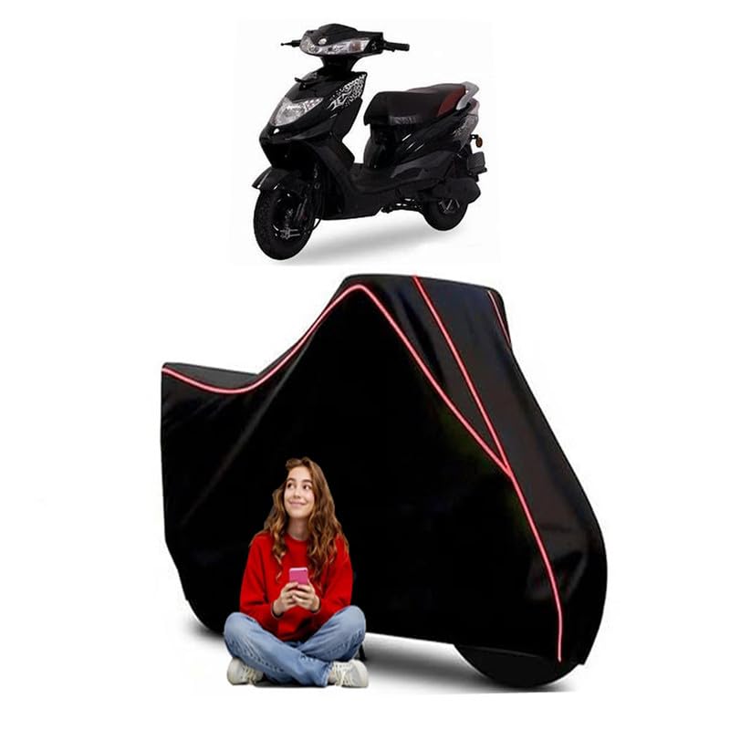 Image of Zeal Ex Scooty Bike Cover Water Resistant Outdoor Use Universal Fit Scooters Motorcycles Heavy Duty UV Protection Dust Rain Scratch Resistant Elastic Bottom Black Blue Piping
