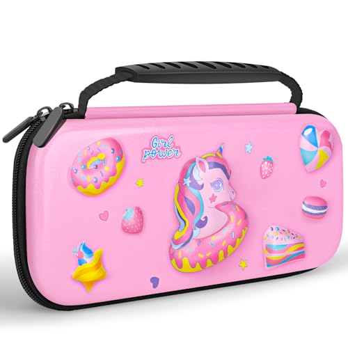 Image of homicozy Unicorn Carrying Case for Nintendo Switch & Switch OLED Console, 3D Hard Travel Shell Pouch for Nintendo Switch Console & Accessories