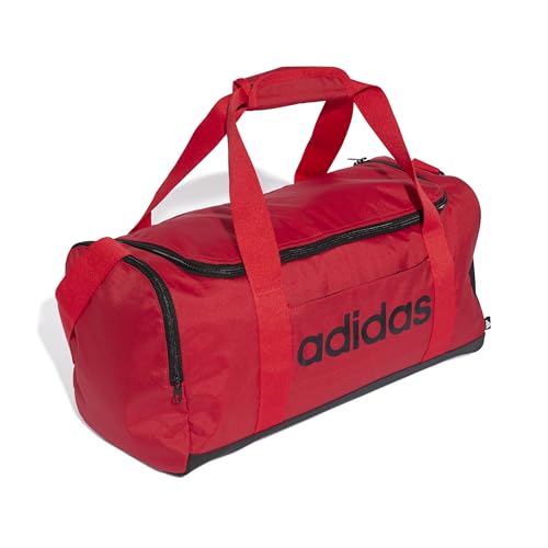 Image of Adidas Unisex Essentials Linear Duffel Bag, Pure Ruby /Black, S
