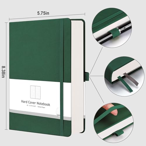 Bullet Journal A5 à Grille de Points 320 Pages en Cuir Vert