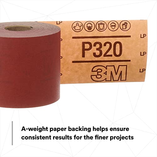 Image of 3M Stikit Red Abrasive Sheet Roll, 01687, No Hole, 2-3 /4 in x 25 yd, 120+ Grade, Automotive Sanding Roll Sandpaper for Coating Removal, Body Repair, Auto Sanding