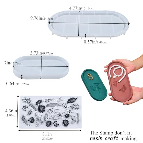 Dacies ZPMOID099-2295002-T9024 Oval Resin Tray Mold Diy Coaster Epoxy Resin Molds 2 Sizes Handmade Storage Tray Silicone Mould Butterfly Carved Jewelry Plate Dishes Crafts Concrete Cement Plaster Jesmonite Moulds thumb #1
