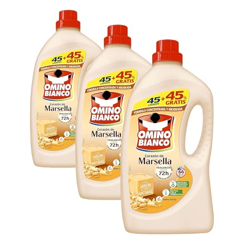Omino Bianco Detergente Líquido Marsella 45 Dosis + 45% Gratis, 2640ml (Paquete de 3)