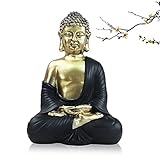 ✨【Calidad Premium】Nuestra estatua de Buda meditante está hecha de resina de alta calidad, resistente y duradera, ecológica, resistente a la corrosión, a prueba de humedad y resistente a la oxidación. Esta es una obra de arte hecha a mano con mano de obra fina. La superficie de color latón es de larga duración, se ve inclinada al estilo antiguo, añadiendo un elemento retro a tu casa.