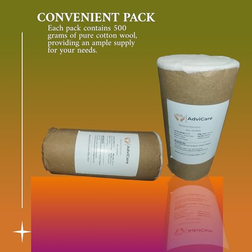 Image of Absorbent Pure Cotton Wool for Multipurpose use,Cotton Wool can use for First-Aid, Clinical Use, Makeup Remover, Salon, Beauty Baby care & art and Craft pack of 500gms -White