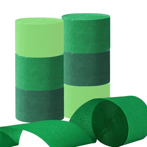 Lot de 6 Rouleaux Vert Papier Crépon 3 Couleurs(Vert Clair/Vert/Vert Foncé) pour Décoration de...