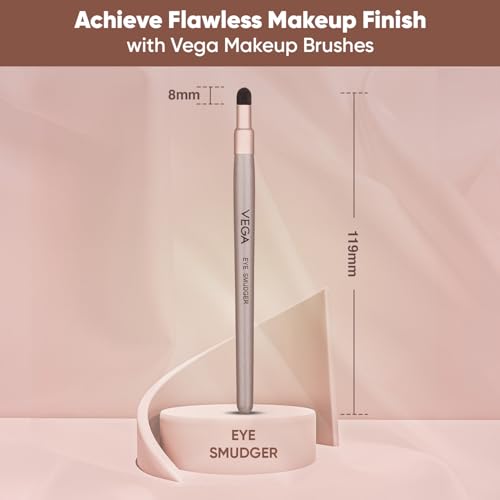 Image of VEGA Eye Smudger Brush with Soft Sponge for Smoky Eye, Blending Eyeshadow Brush, Rose Gold, Wood Handle, Sponge Bristles, 119mm, 4g