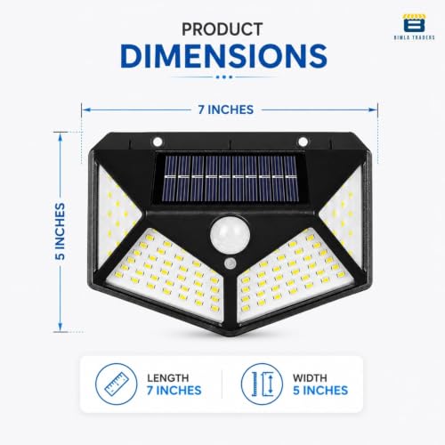 Image of Btag Solar Motion Sensor Sun-Powered 114 LED Wall Light | 1W Wireless Waterproof LED Outdoor Lamp with 120 Degrees Angle Lighting | Wall-Mounted Security Light for Garden,Pathway, Yard. Pack of 1 (XL)