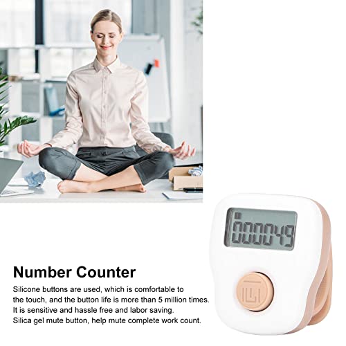 Image of AMONIDA Tally Counter, White USB Rechargeable Clicker Counter Stitch Counter with Anti Sweat Silicone Ring Matte Texture 6 Channel Counting