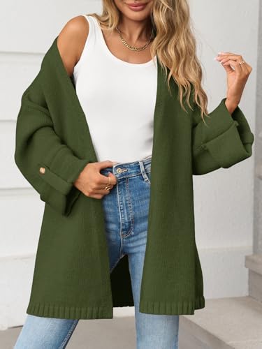 Image of Saodimallsu Womens Oversized Long Cardigan Sweaters Casual Open Front Chunky Knit Slouchy Fall Trendy Sweater Coats