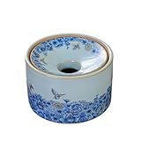 Restauración Cenicero redondo de cerámica con tapa azul claro for uso en casa, sala estar u oficina Exterior