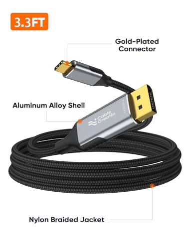 Image of CableCreation 3.3Ft Usb C To Displayport Cable 4K@60Hz,2K@165Hz,2K@144Hz,Usb Type C To Dp Cable Thunderbolt 3 Compatible With Macbook Pro /Air,Imac,Ipad Pro 2020,Xps,Galaxy S22 Ultra /S20 /S10,,Gray