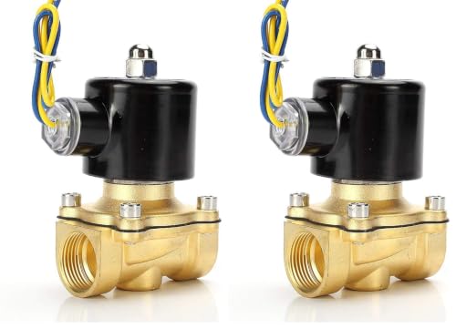 Image of Beduan Brass Electric Solenoid Valve, 1 /2 inch 12V Air Valve Normally Colsed for Water Air Gas Fuel Oil (Pack of 2)