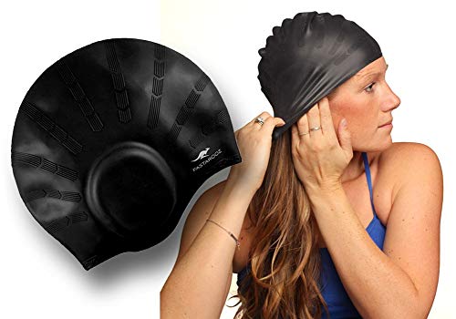 FASTAROOZ Silicone Solid Long Hair Swimming Caps | Black