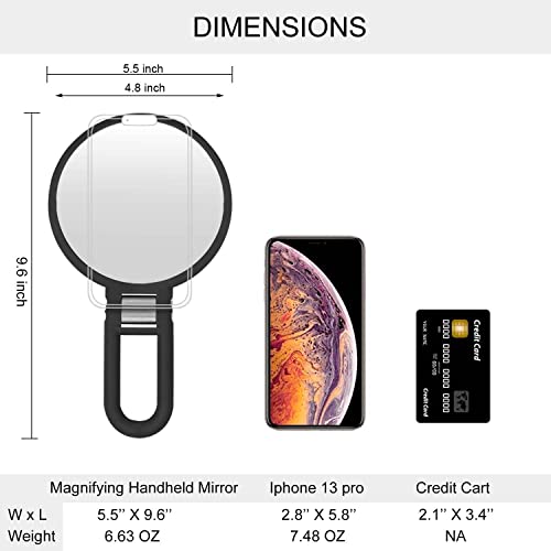 CLSEVXY Magnifying Handheld Mirror Double Sided, 1X 15X Magnification Hand Mirror, Travel Folding Hand Held Mirror, Adjustable Rotation Pedestal Makeup Desk Mirror Vanity Mirror