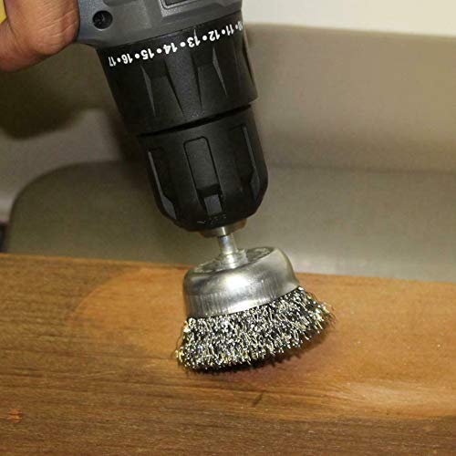 10 Pack Wire Cup Brush with 1/4-Inch Hex Shank, Rocaris 2 Inch Wire Drill Brush Set for Removal of Rust/Corrosion/Paint