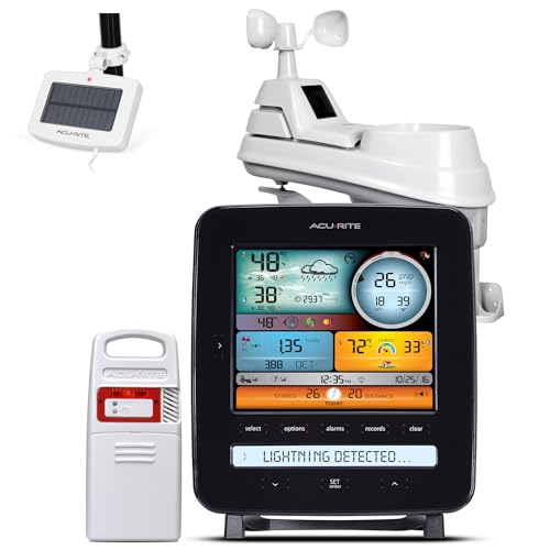 AcuRite Iris (5-in-1) Weather Station with Solar Power Pack for Temperature and Humidity, Wind Speed and Direction, and Rainfall with Lightning Sensor and Built-in Barometer (01022)