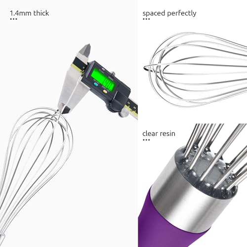 Image of U-Taste Wire Whisk for Cooking, 18 /10 Stainless Steel Balloon Wisk,S /Purple