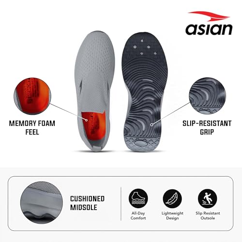 Image of ASIAN Men Wind PRO-08 Casual Wear and Walking Shoes Without Laces for Men & Boys with Upper Mesh Fabric - Lightweight, Comfortable, Breathable, and Perfect for Walking and Daily Use
