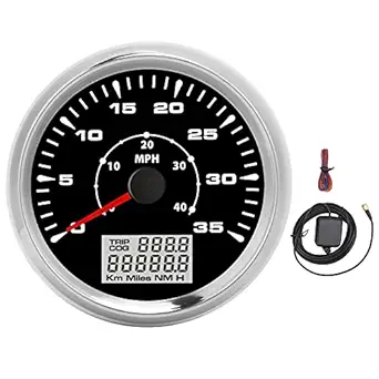 Wedinard Speed Gauge, Lcd Display 85Mm Gps Speedometer Waterproof 0 - 35Knots 9 - 32V for Construction Agricultural Machinery for Car Modification