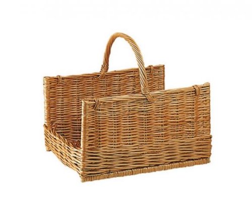 Carré Panier à buches en osier buff PBU1291, Marron