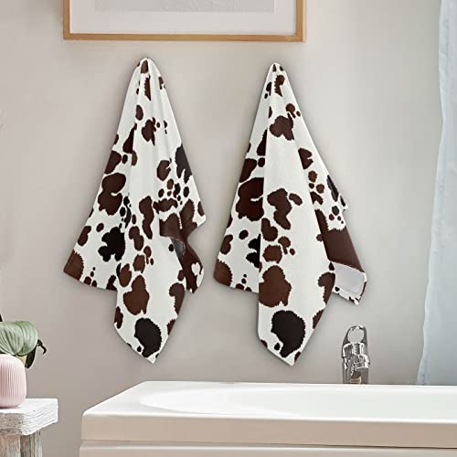 Kigai Cow Print Hand Towels For Bathroom Set Of 2, Soft Absorbent Cotton Face Washcloths For Kitchen Hotel Gym Swim Camp Beach Spa, 14 X 28 In #TOP3