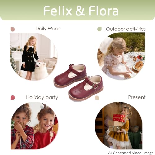 Image of Felix & Flora Toddler Little Girl Princess Dress Shoes-Mary Jane Flats for Girl Party School Shoes