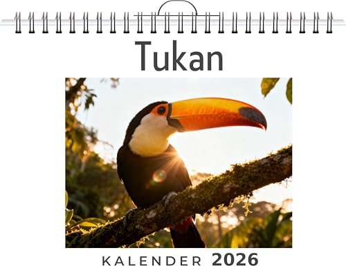 Tukan: Wandkalender 2026, Kalender DIN A4 quer, Monatskalender im Querformat mit Kalendarium, das perfekte Geschenk