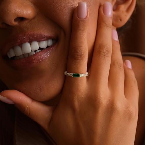 JSJOY Birthstone Rings for Women Gold Rings that Don't Tarnish Engagament Gifts for Her Promise Ring Eternity Band Ring for Women Birthday Gifts for Sister Girlfriend Size 5-103