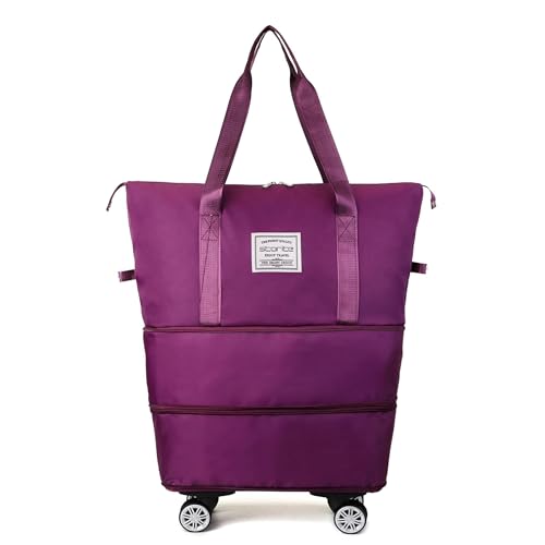 Image of Livello Wheel Bags for Travel Luggage Carry on Duffel Bag, Expandable Foldable Luggage Bag, Dry and Wet Separation Rolling Bag, Travel Totes for Women & Men (1Pcs)(Maroon)