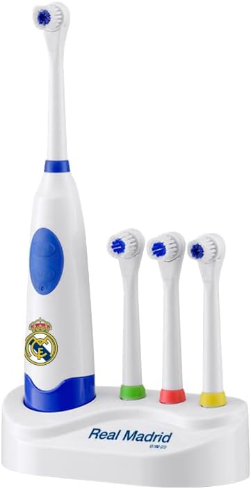 Cepillo de dientes eléctrico Real Madrid con 3 cabezales y diseño ergonómico