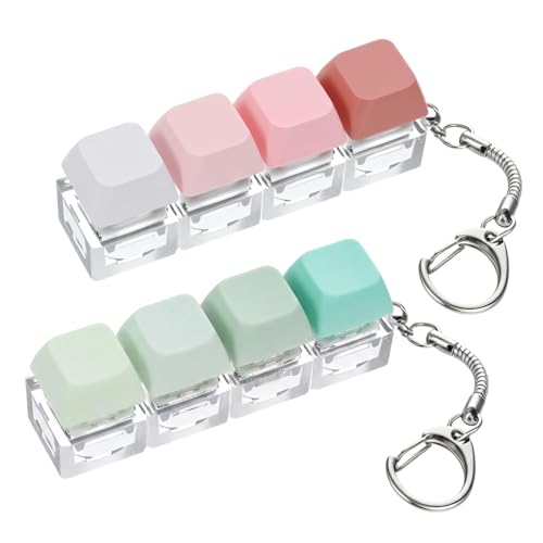 WJIAAA Tastatur Fidget Toys für Erwachsene 2 Stück Tastatur Schlüsselanhänger mit knackigem Sound für Dekompression Verbrauch Zeit(Weiß Rosa Grün)