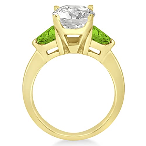 Allurez Peridot Three Stone Trilliant Engagement Ring 14K Yellow Gold (0.70Ct) #TOP2