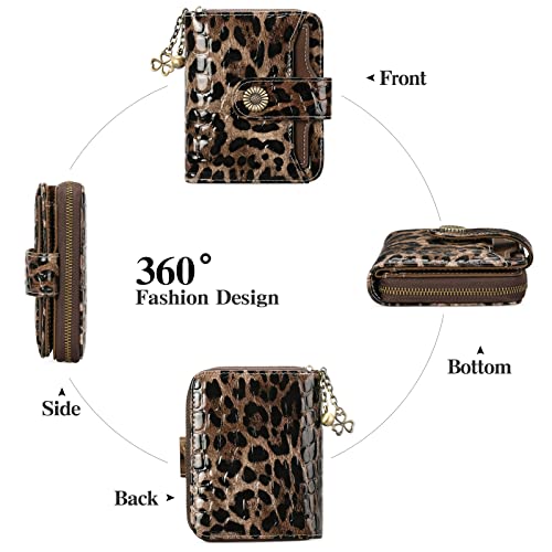 SENDEFN Purses for Women Genuine Leather Small Bifold Compact Womens Wallet with RFID Protection