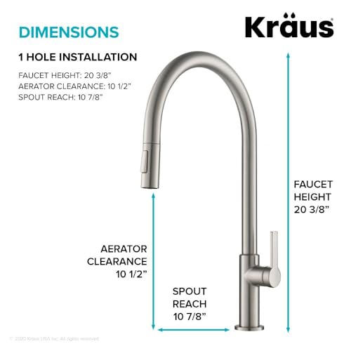 Image of KRAUS Oletto High-Arc Tall Single Handle Pull-Down Kitchen Faucet in Spot Free Stainless Steel, Height 20 3 /8 inch, KPF-2821SFS