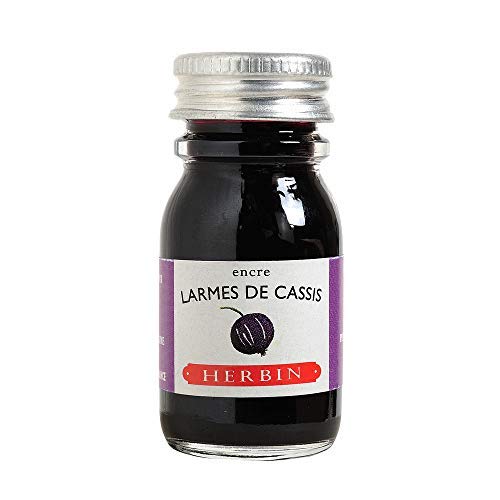 Herbin 11578T - 10 ml Bottle of Ink For Fountain Pens and Roller Pens (Product Without Packaging - Zero Waste Objective), Larme De Cassis/Blackcurrant Tears