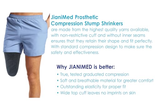JianiMed Prosthetic Stump Shrinkers–Above Knee, 35cm, Compression, 20-30, Amputee Socks, Trendy, Taiwan Excellence L
