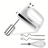 【Hochwertiger 5-Gang-Schneebesen】 Unserem Handmixer mit 1 bis 5 verschiedenen Geschwindigkeitseinstellungen und Turbofunktion können Sie qualitativ hochwertige Ergebnisse erzielen, vom Rühren von trockenem Mehl, Marmelade, weichem Teig bis zum Rühren von Maische. Hinweis: Es kann nicht länger als 5 Minuten ununterbrochen verwendet werden. Bitte halten Sie einige Minuten inne, um die Maschine abzukühlen, und verwenden Sie sie dann erneut.