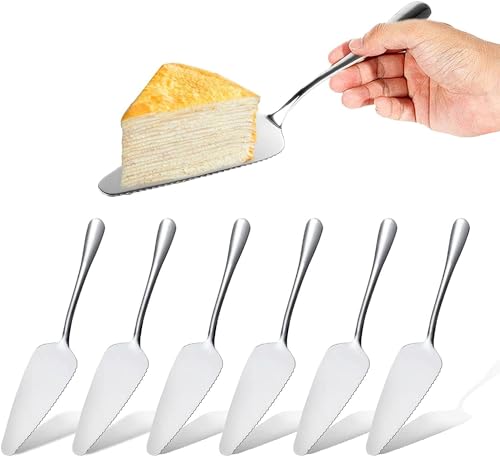 SPORWAY 6 paletta per torte, in acciaio inox, con bordi seghettati, in acciaio inox lucido, per matrimoni, eventi, feste, compleanni
