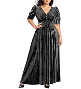 Pinup Fashion Velvet Wedding Guest Dress - Fall Formal Holiday V Neck Empire Waist Long Dresses