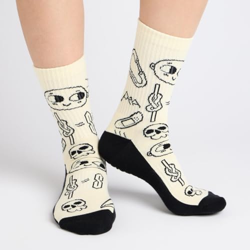 YY Vertical Socks for Climbers – Best Climbing Gifts for Rock Climbers, Men and Women, Climbing-inspired lifestyle socks for mountain lovers Rock Socks - Climber Doodle L - Thumbnail 3