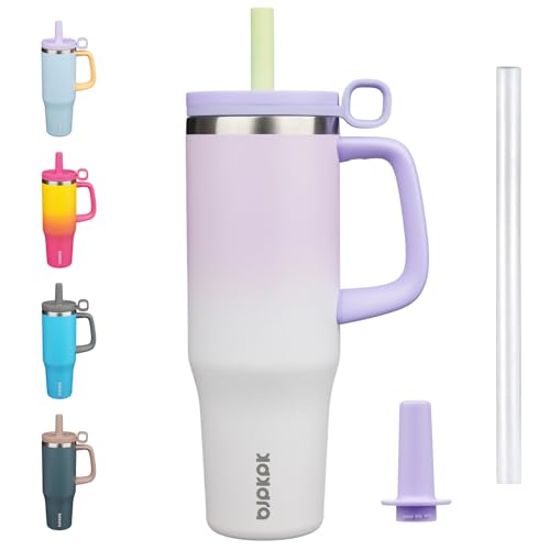 BJPKPK 40 oz Insulated Tumbler with Handle, Straw & Lid, Stainless Steel