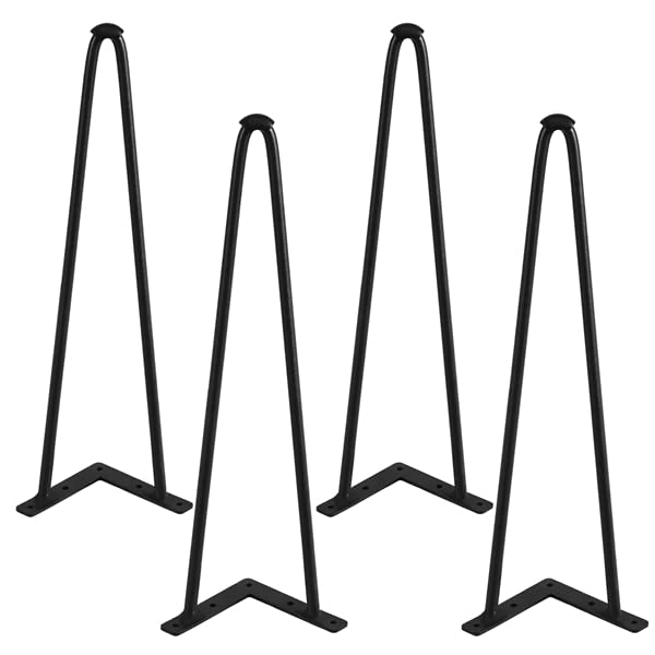 Abician Lot de 4 Pieds Épingle en Métal Style Industriel Pieds de Table à 2 Branches pour Table Basse Bricolage 40 cm de Haut 20 Vis 4 Protège Pieds