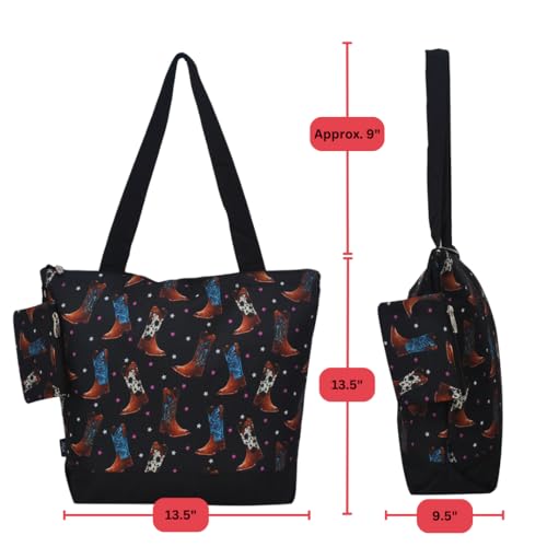 Image of NGIL Medium Top Zipper Closure Canvas Tote Bag with Attached Matching Coin Purse For Moms and Nurses