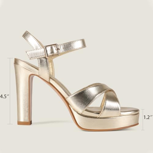 Image of Platform High Heels for Women Strappy Chunky Heels Sandals for Women Open Toe Block Heeled Sandals with Ankle Strap Summer Dress Shoes