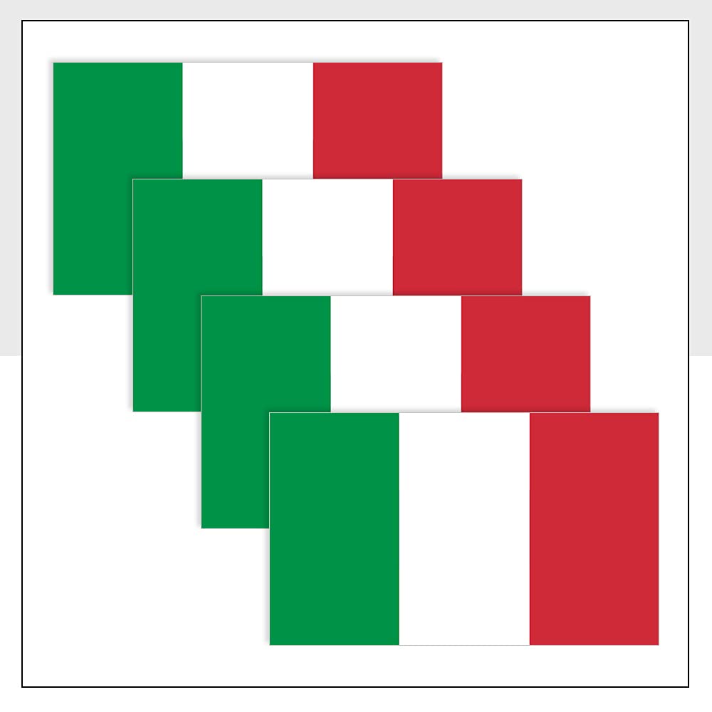 Italian Flag Helmet Stickers Pack of 4 (75mm x 50mm) Waterproof ITA Flag Labels for iPad Fridge Bike Van Car Packwith® #P1060